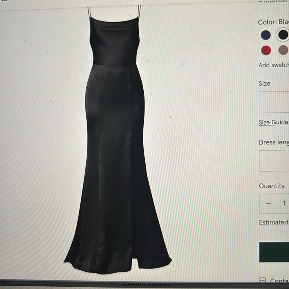 Amsale Chloe bridesmaids dress. Fluid satin in black.